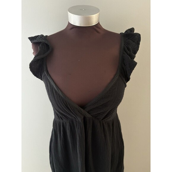 Magaschoni Maxi Dress Size S Black Babydoll Gauze Flutter Whimsigoth Witchy - Picture 2 of 16